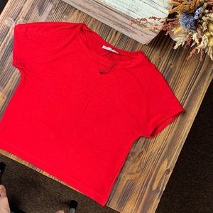 ZARA red crop t-shirt top